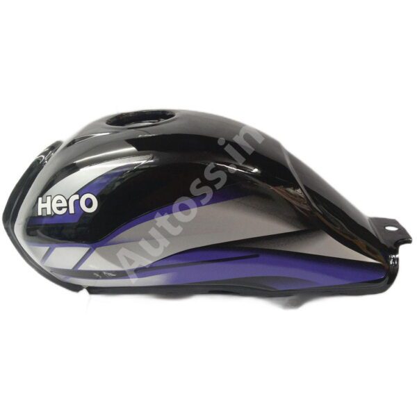 BIKE PETROL TANK HERO HF DELUXE BS4 BLACK AND BLUE